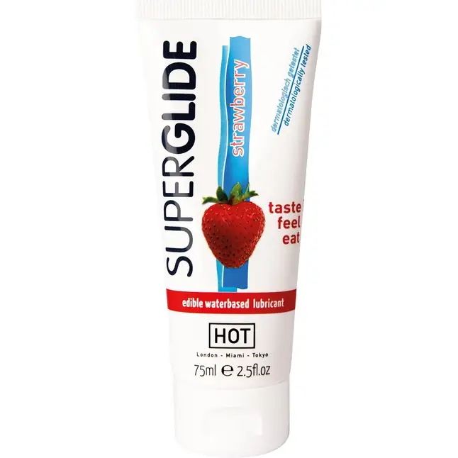 Гель на водной основе с ароматом клубники Superglide Strawberry - 75 мл