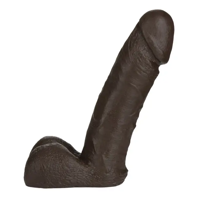 Темнокожая насадка-фаллоимитатор с мошонкой Realistic Cock - Vac-U-Lock