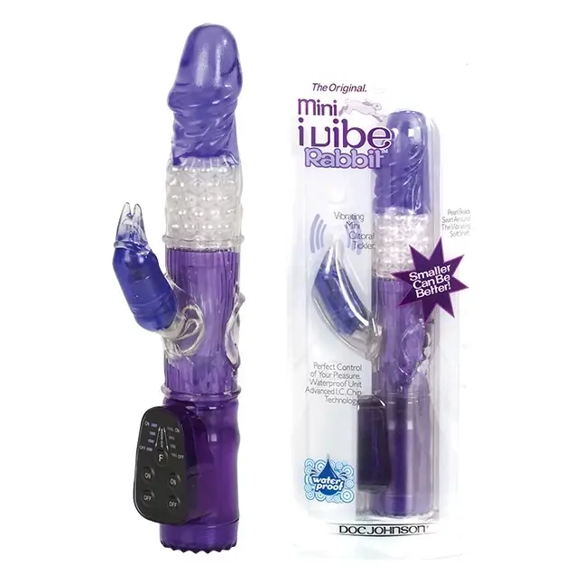 Фиолетовый вибратор-ротатор MINI I-VIBE RABBIT