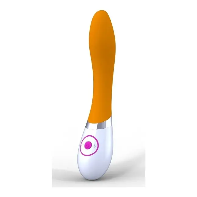 Оранжево-белый вибратор Rabbit для стимуляции G-зоны