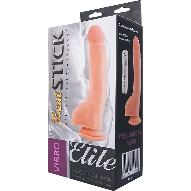 Телесный вибратор на присоске - 24 см - RealStick Elite. Фотография 5.