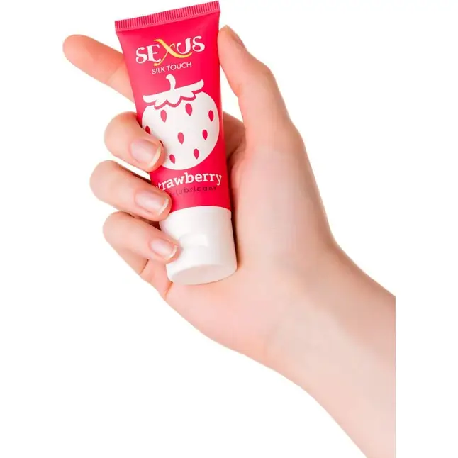 Увлажняющая гель-смазка с ароматом клубники Silk Touch Strawberry - 50 мл - Sexus Lubricant. Фотография 4.
