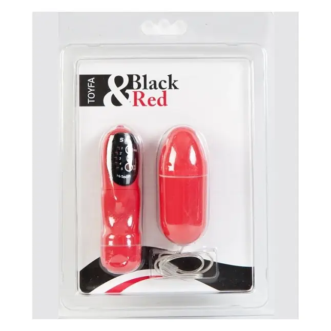 Красный мини-вибратор в форме яйца с пультом ДУ - Black Red. Фотография 2.