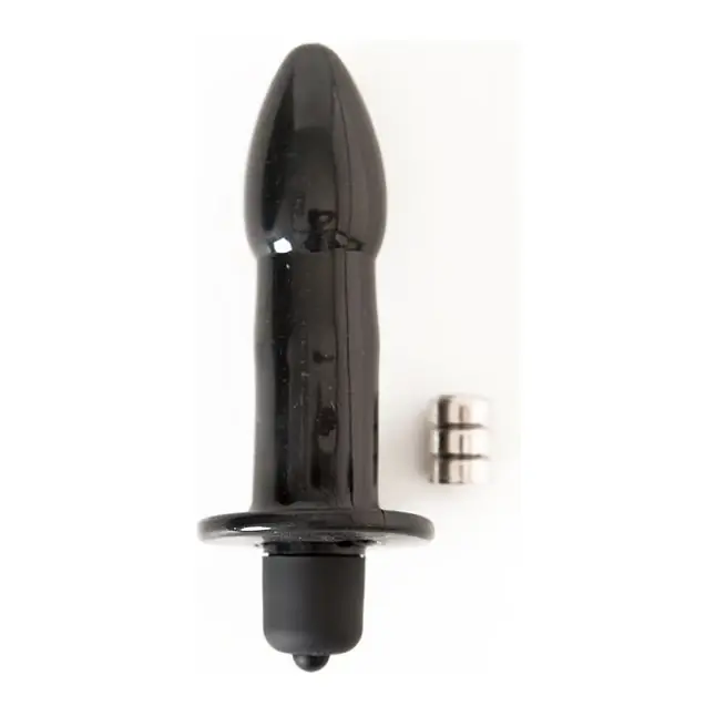 Чёрная вагинально-анальная вибровтулка - 8 см - Black Red