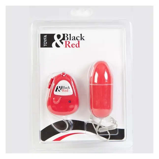 Красное виброяичко с пультом ДУ - 8 см - Black Red. Фотография 2.