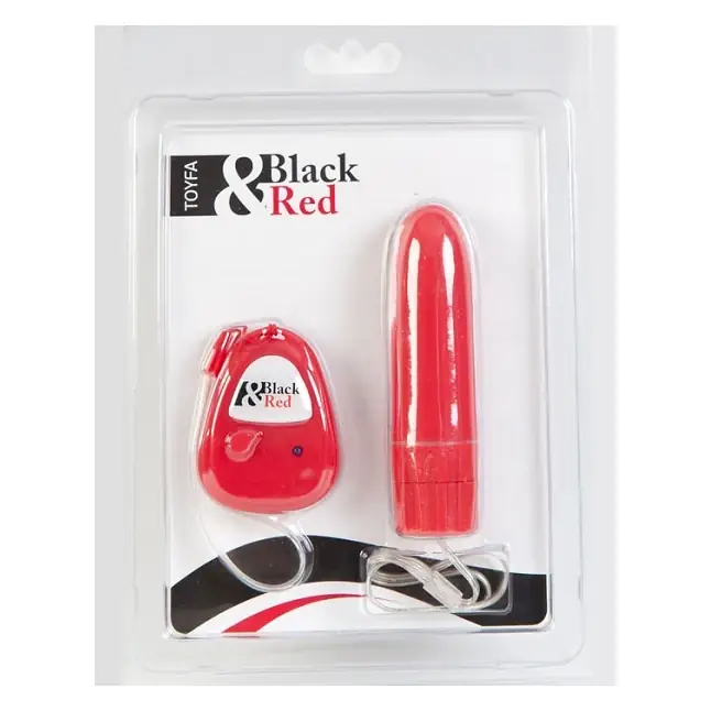 Красный мини-вибратор с пультом ДУ - 11 см - Black Red. Фотография 2.