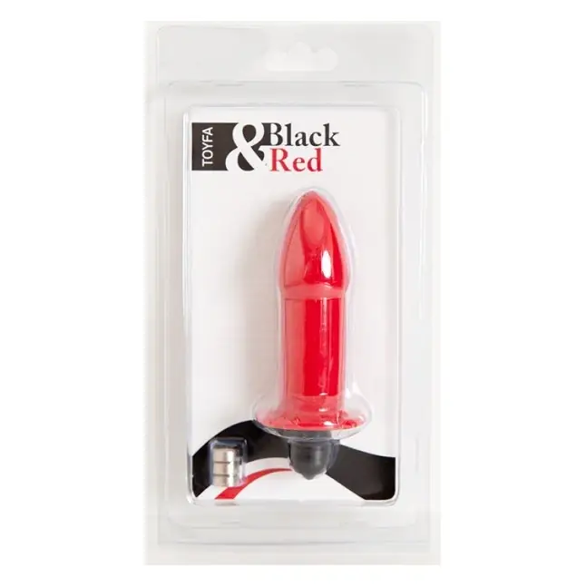 Красная глянцевая вибровтулка - 9 см - Black Red. Фотография 2.