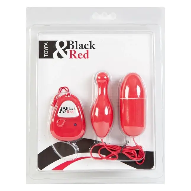 Красный вибронабор с пультом ДУ и 5 режимами вибрации - Black Red. Фотография 2.