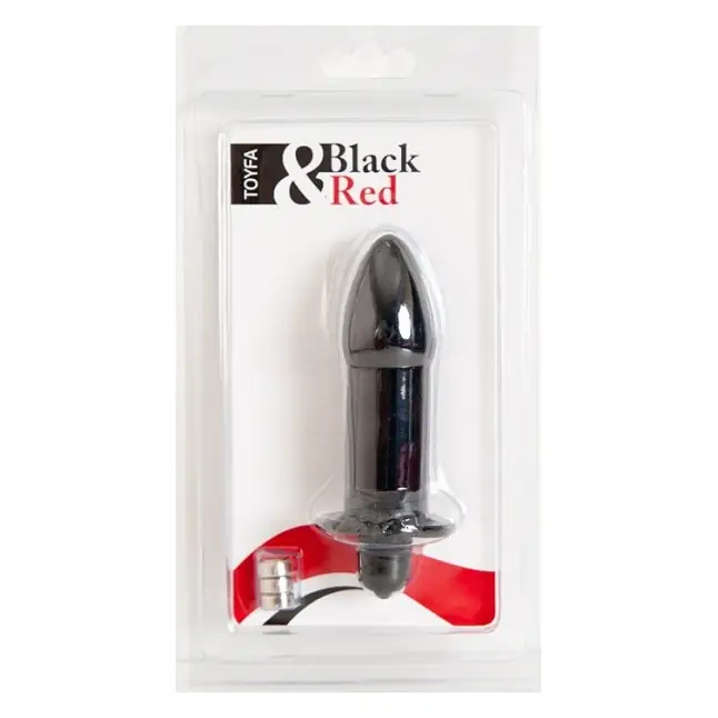 Чёрная водонепроницаемая вибровтулка - 9 см - Black Red. Фотография 2.