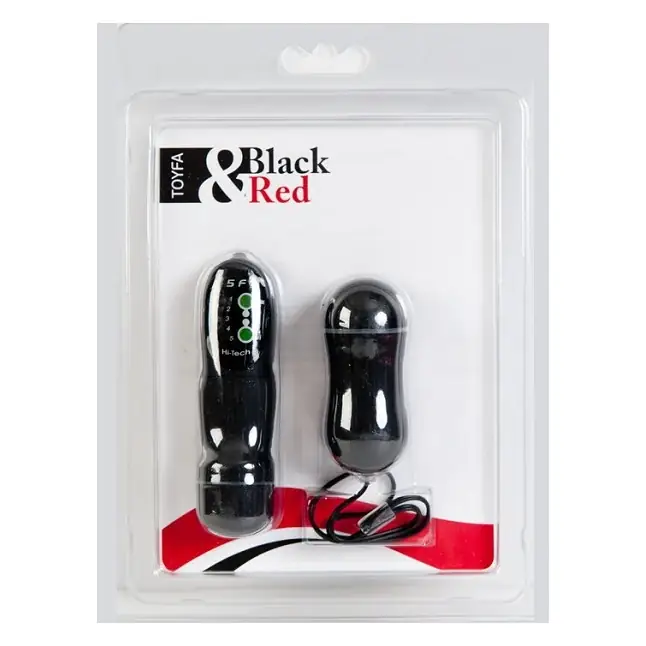 Чёрное виброяйцо с пультом ДУ - 7 см - Black Red. Фотография 2.