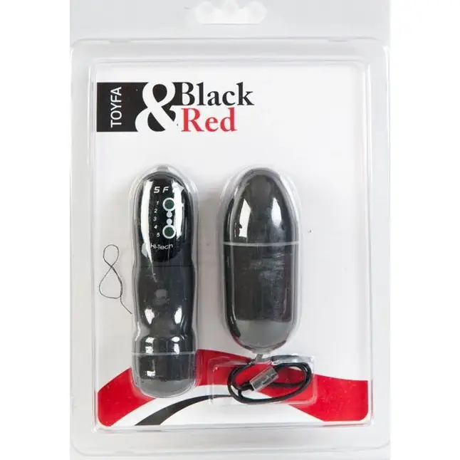 Чёрное виброяйцо с пультом ДУ - 7,6 см - Black Red. Фотография 2.