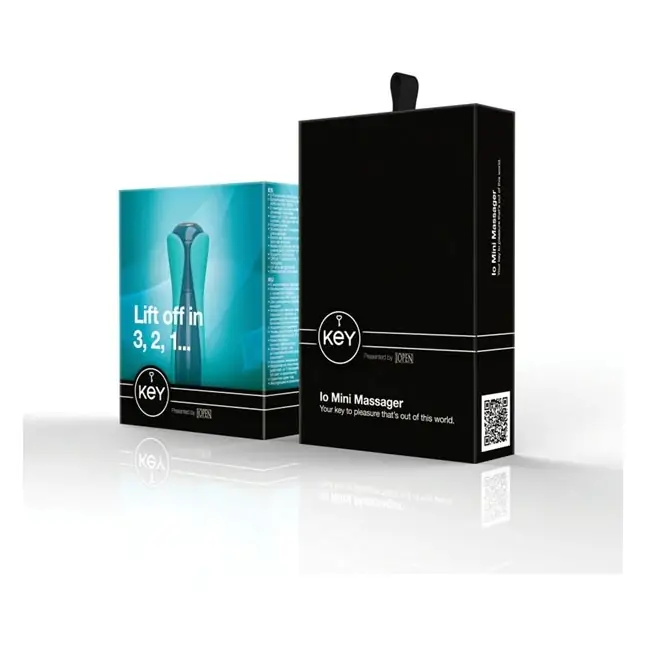 Голубой мини-вибратор с двумя сменными насадками Io Blue - Key. Фотография 5.
