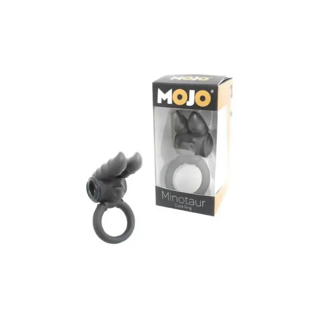 Черное эрекционное кольцо с вибростимуляцией клитора - Mojo