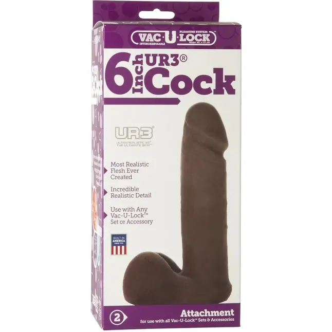 Коричневая насадка Vac-U-Lock 6 ULTRASKYN Cock - 17,3 см - Vac-U-Lock. Фотография 2.