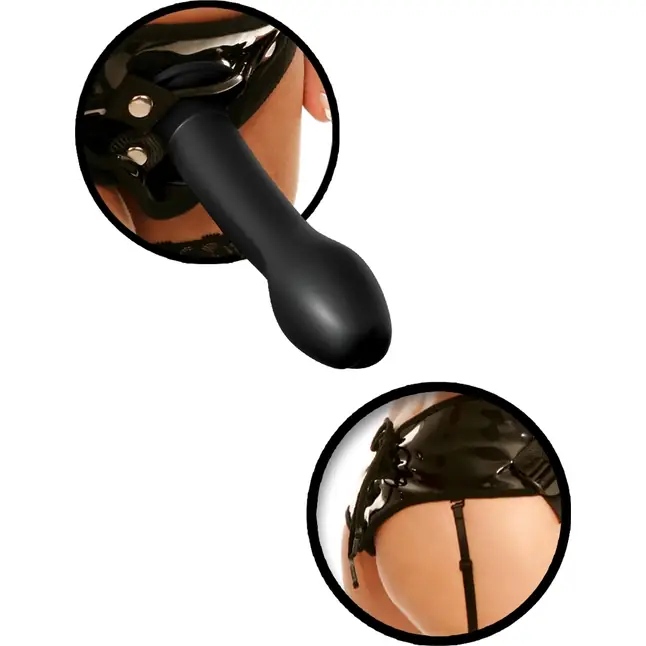 Страпон на поясе с регулируемыми ремешками и чулочками Garter Belt Strap-On - 15 см - Fetish Fantasy Series. Фотография 4.