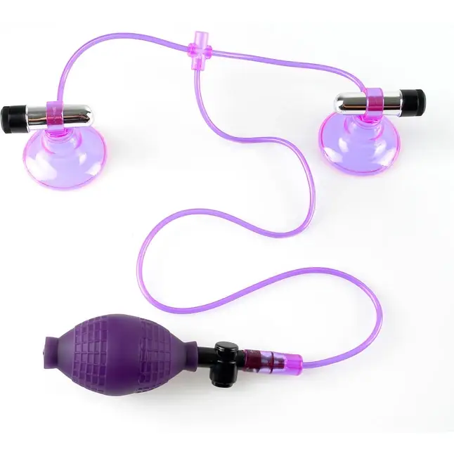 Лиловые вибростимуляторы для сосков с вакуумными присосками Vibrating Nipple Super Suck-hers - Fetish Fantasy Series