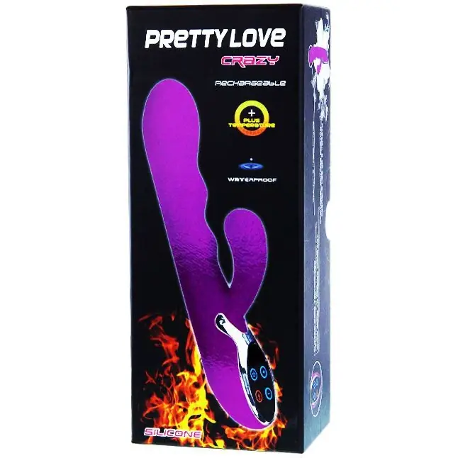 Перезаряжаемый вибромассажер с подогревом Crazy - 23 см - Pretty Love. Фотография 8.
