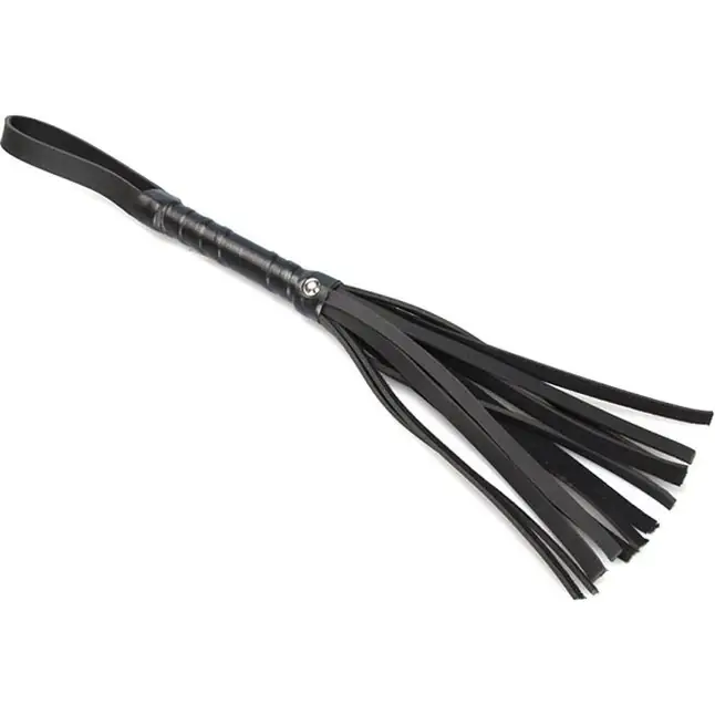 Короткая черная BDSM-плеточка из искусственной кожи - 38 см