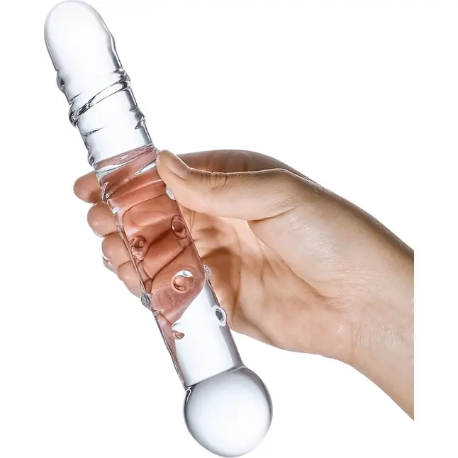 Стеклянная прозрачная палочка-фаллос Callisto Clear Glass Dildo - 18 см. Фотография 3.