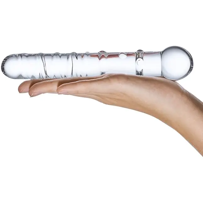 Стеклянная прозрачная палочка-фаллос Callisto Clear Glass Dildo - 18 см. Фотография 4.
