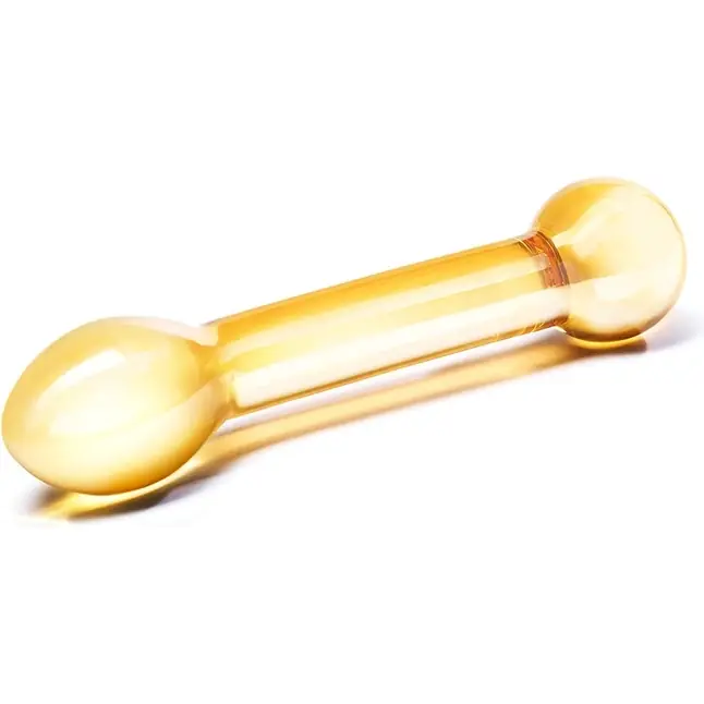 Золостистый стеклянный стимулятор простаты Honey Dripper - 17 см. Фотография 2.