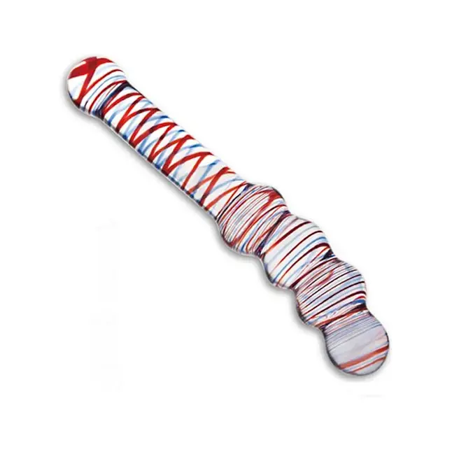 Яркий двусторонний фаллос из стекла, 19,5 см