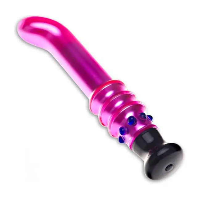 Розовый вибромассажер G-Spot из стекла - 19 см