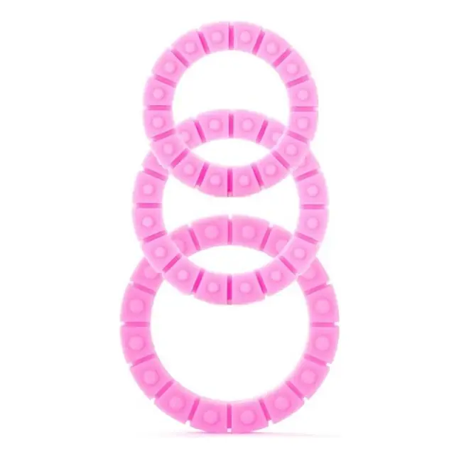 Набор из 3 розовых эрекционных колец Silicone Love Wheel 3 sizes - Shots Toys