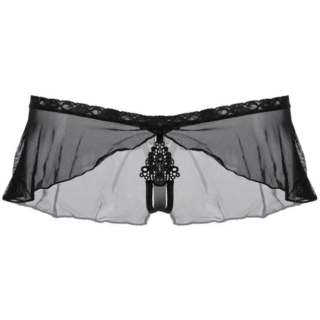 Трусики-вуаль с вышивкой - Pants Thongs. Фотография 3.