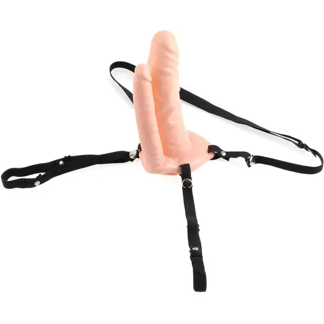 Полый страпон с двумя стволами 6 Double Penetrator Hollow Strap-On - 15 см - Fetish Fantasy Series. Фотография 6.
