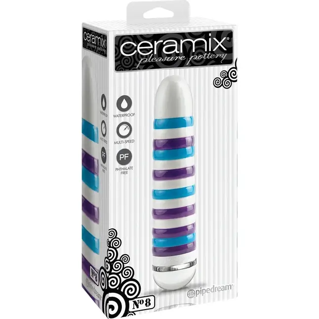 Керамический ребристый вибромассажер CERAMIX №8 - 17,5 см - Ceramix. Фотография 4.