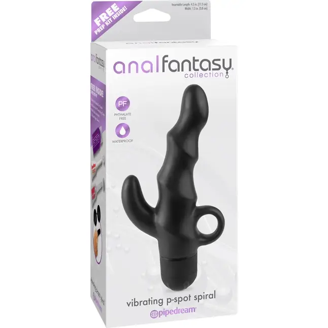 Анальный вибромассажёр простаты с отростком Vibrating P-Spot Spiral - 19,4 см - Anal Fantasy Collection. Фотография 3.
