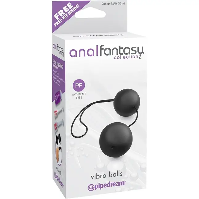 Чёрные анальные шарики Vibro Balls - Anal Fantasy Collection. Фотография 3.