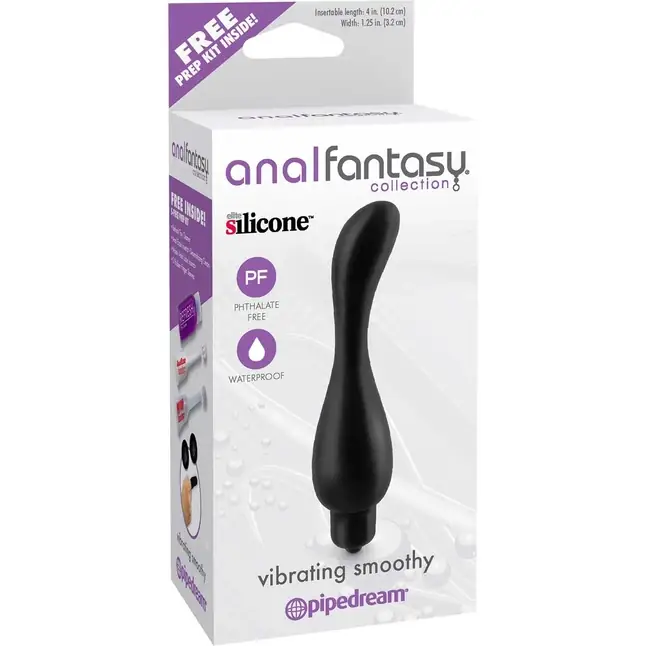 Анальный вибростимулятор с загнутой головкой Vibrating Smoothy - 13,4 см - Anal Fantasy Collection. Фотография 2.