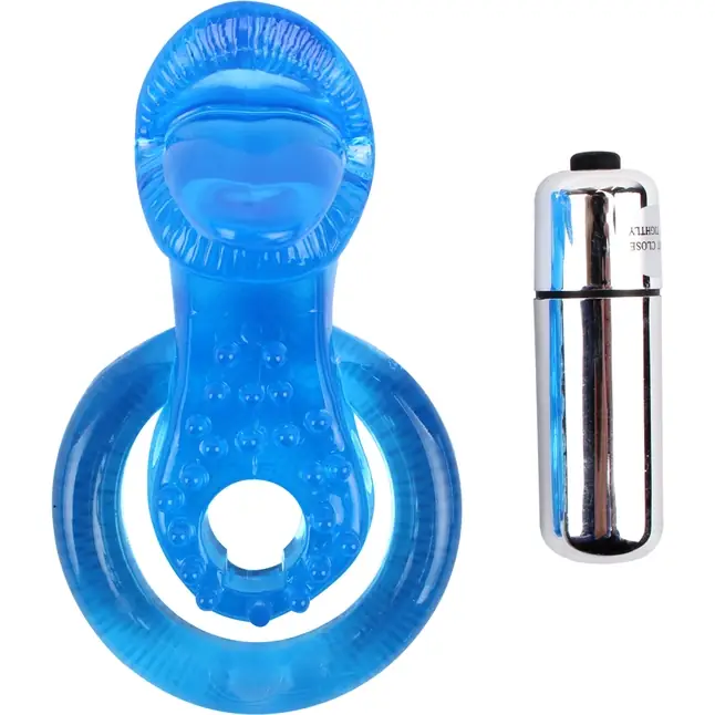 Синее эрекционное виброкольцо Tongue Cockring - Get Lock