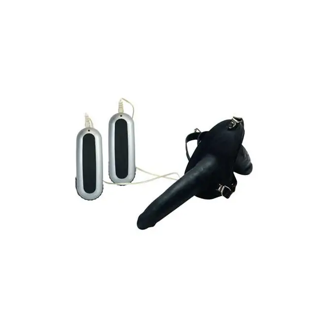 Женский фаллопротез Black Vibro Duo Prosthetic Medium с двумя пультами