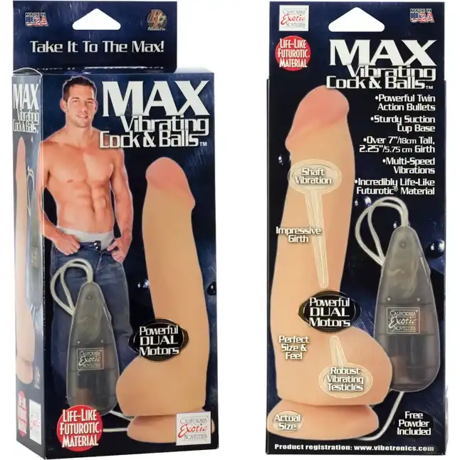 Реалистичный вибратор Max Vibrating Cock Balls - 20 см. Фотография 2.