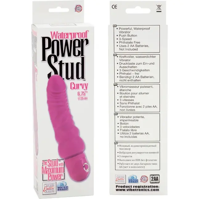 Розовый вибратор Power Stud Curvy Dongs - 17,3 см - Studs. Фотография 5.