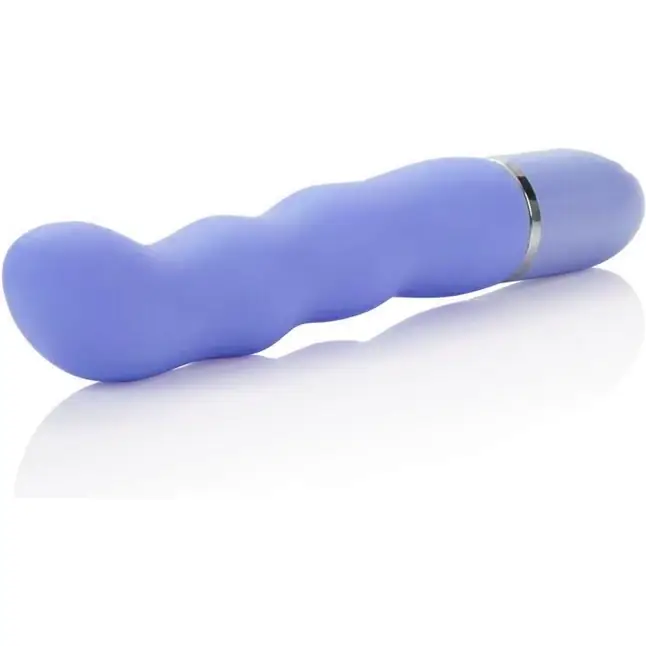 Голубой гнущийся вибратор 10-Function Silicone Pleasure Bendie Wavy G s - 17,8 см - Pleasure Bendie. Фотография 4.