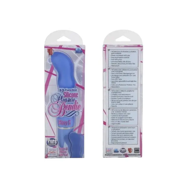 Голубой гнущийся вибратор 10-Function Silicone Pleasure Bendie Wavy G s - 17,8 см - Pleasure Bendie. Фотография 5.