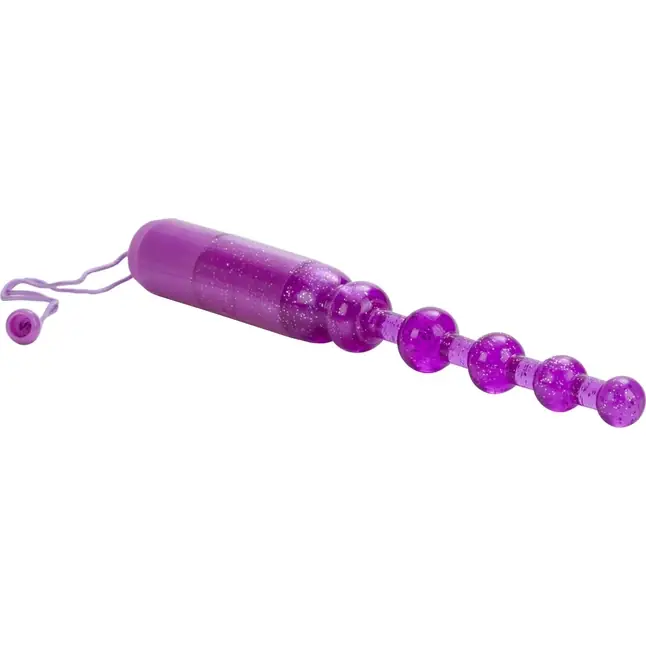 Фиолетовая анальная цепочка Waterproof Vibrating Pleasure Beads - Beads. Фотография 2.