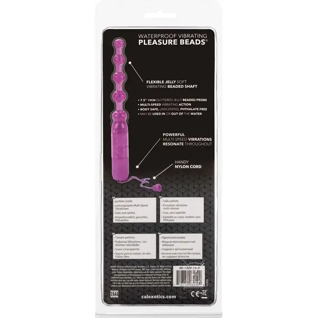 Фиолетовая анальная цепочка Waterproof Vibrating Pleasure Beads - Beads. Фотография 5.