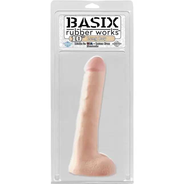 Фаллоимитатор с мошонкой LONG BOY BASIX - 25,4 см - Basix Rubber Works. Фотография 2.