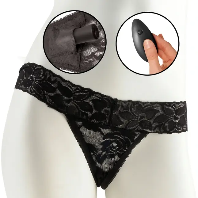 Трусики с силиконовым вибратором Limited Edition Black размера Plus Size - Fetish Fantasy Limited Edition