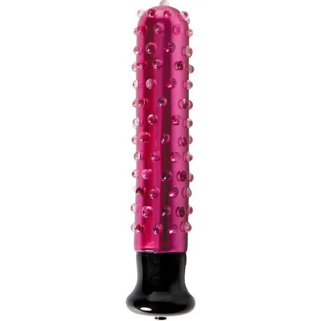 Бордовый стеклянный вибромассажёр с шишечками - 15 см - Sexus Glass