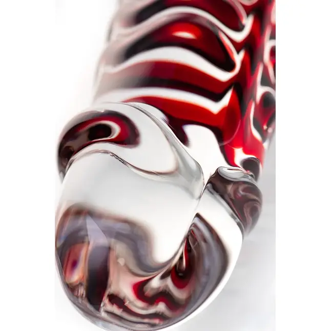 Стеклянный фаллос с мошонкой и рёбрышками - 16 см - Sexus Glass. Фотография 6.