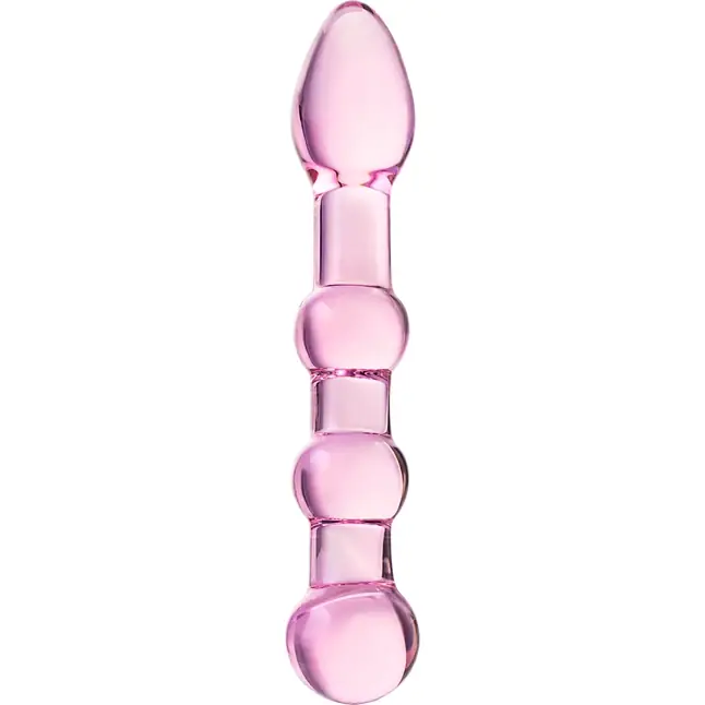 Розовый фаллоимитатор-ёлочка из прозрачного стекла - 18 см - Sexus Glass