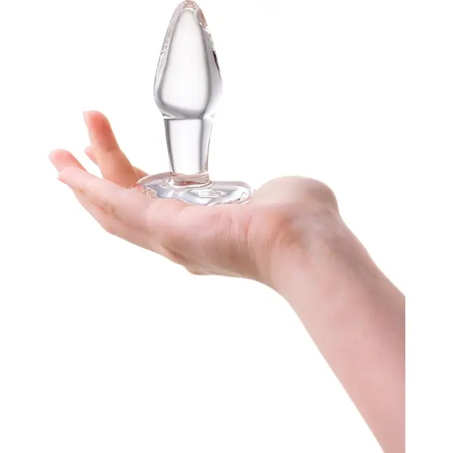 Стеклянная анальная втулка с ограничителем - 10,5 см - Sexus Glass. Фотография 2.