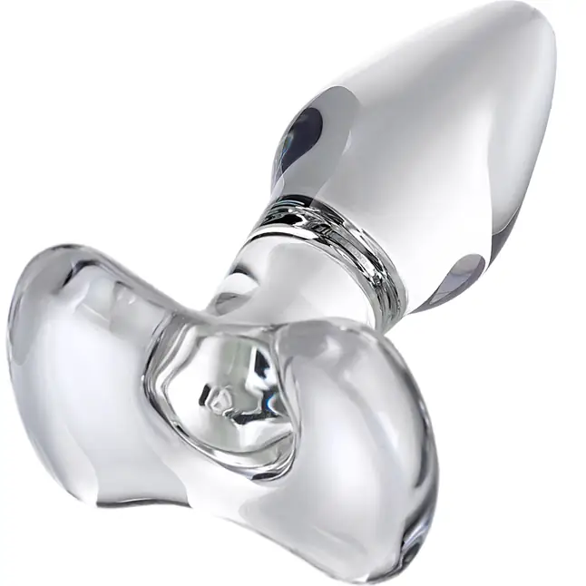 Стеклянная анальная втулка с ограничителем - 10,5 см - Sexus Glass. Фотография 3.