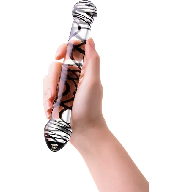 Стеклянный фаллоимитатор из прозрачного стекла со спиралями - 20,5 см - Sexus Glass. Фотография 2.